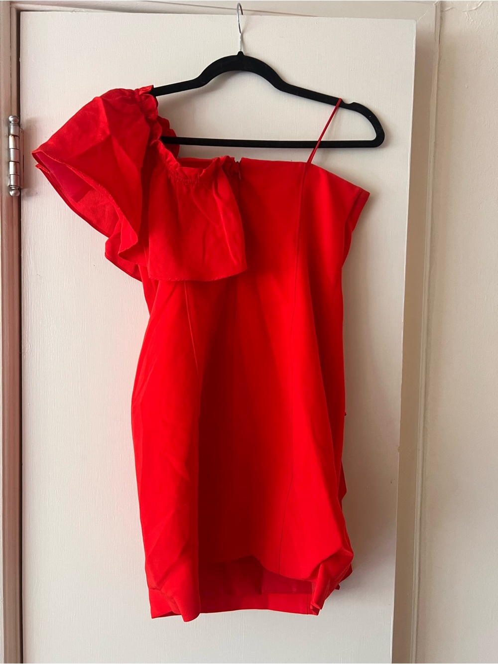 cinq a sept Red One-Shoulder Ruffle Mini Dress - Picture 2 of 4